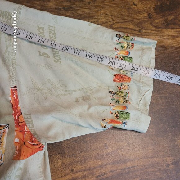 Vtg Big Dogs Hawaiian Camp Shirt 2X Pocket Green Tropical Drinks Vacation Y2K - Picture 13 of 15